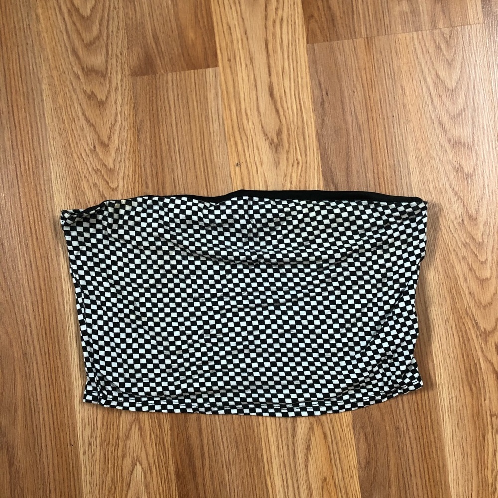 Checkered tube racer girl top